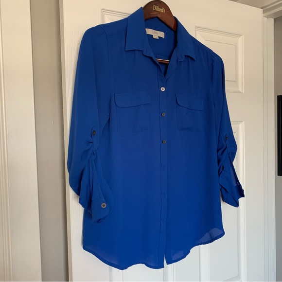 Electric Blue Blouse Size M - Picture 2 of 6